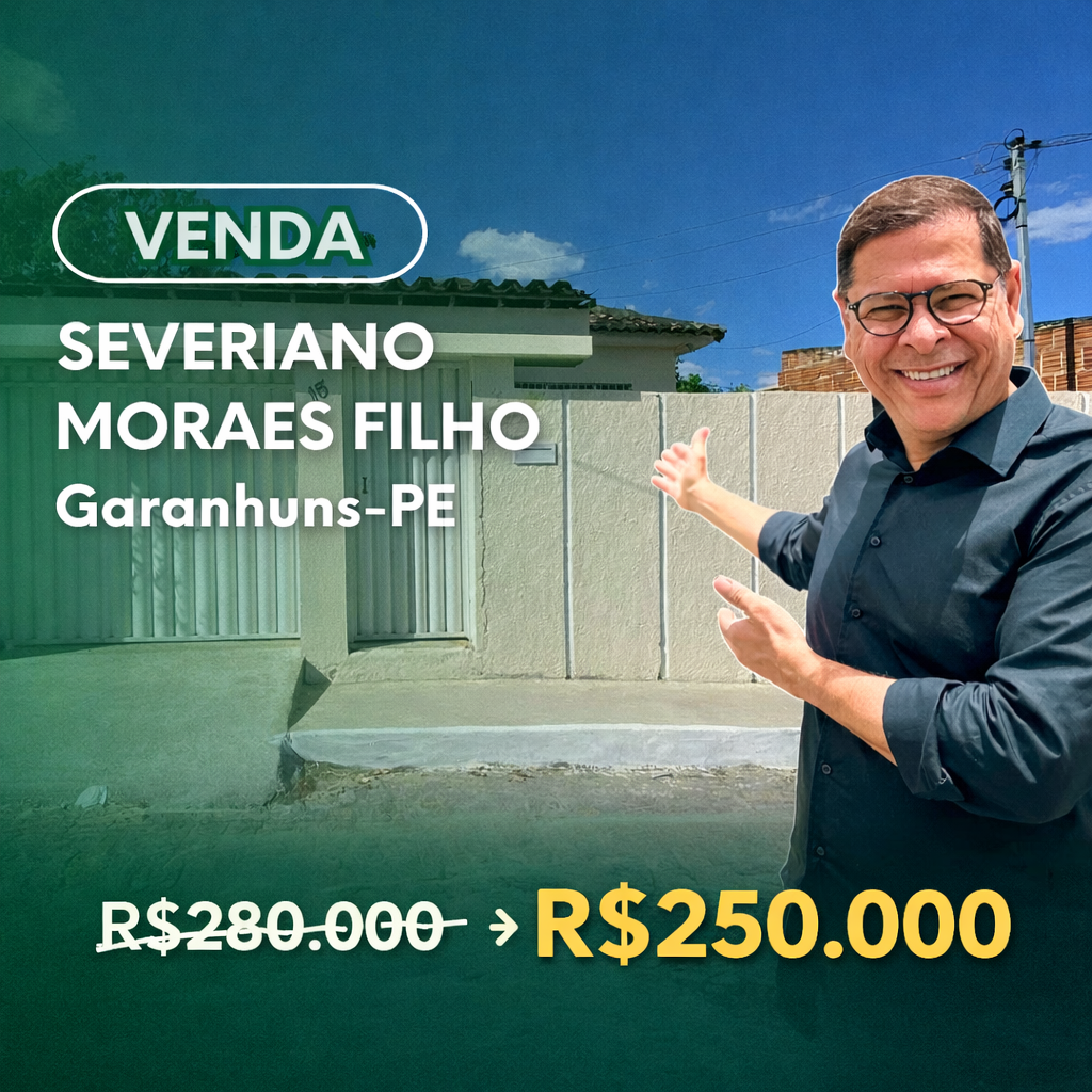 Imagem do banner OPORTUNIDADE: Casa com Escritura e Financiável próxima à Av. Duque de Caxias em Garanhuns