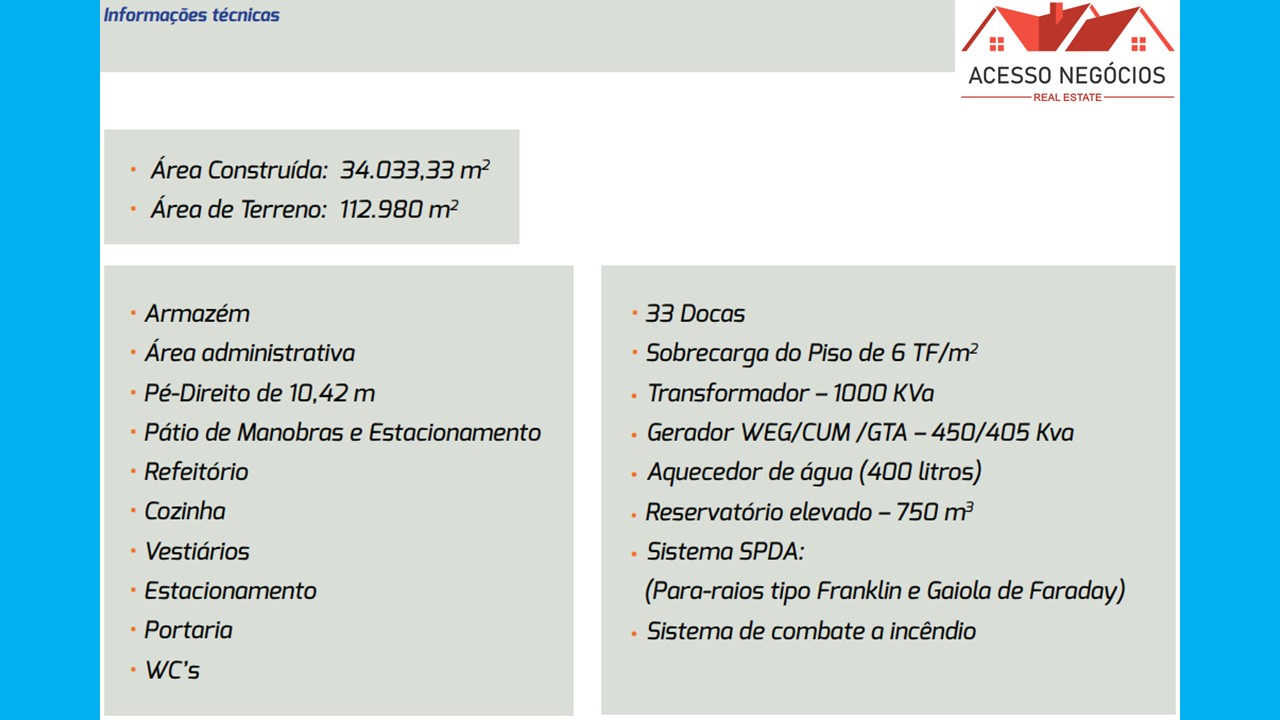 GALPÃO PARA LOCAÇÃO 34.033 M² JUNDIAÍ-SP F630