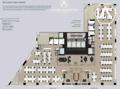 LAJE CORPORATIVA  NO ITAIM - 1184 M² - LOCAÇÃO
