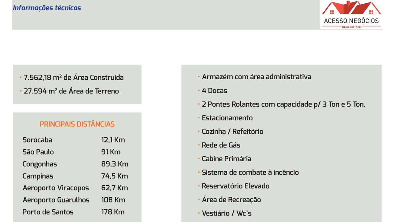 GALPÃO PARA LOCAÇÃO 7.562 M² SOROCABA F624