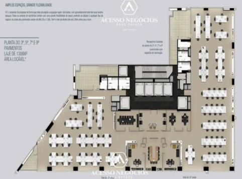 LAJE CORPORATIVA ANDAR BAIXO  NO ITAIM - 1184 M² - 32 VAGAS - FR081
