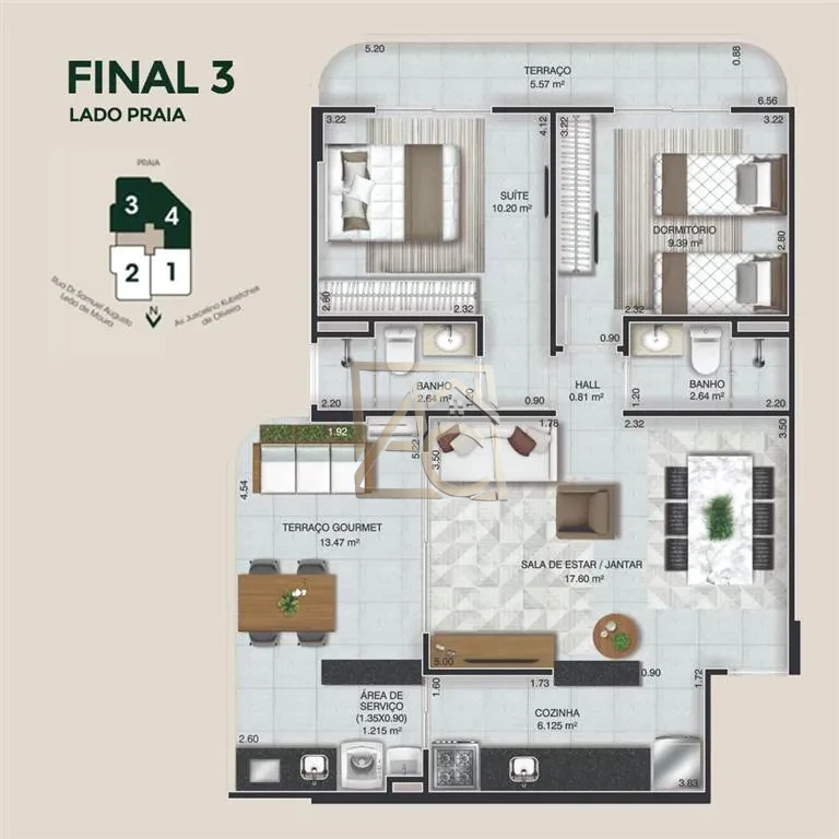 Imagens do imóveis Apartamentos de 2 Dormitórios com Suíte no Boqueirão | 2 Vagas | Praia Grande