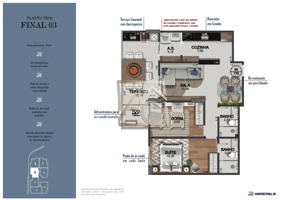 Imagens do imóveis Apartamento à Venda no Caiçara – Praia Grande/SP | 2 Suítes | 84m² | 2 Vagas | Alto Padrão