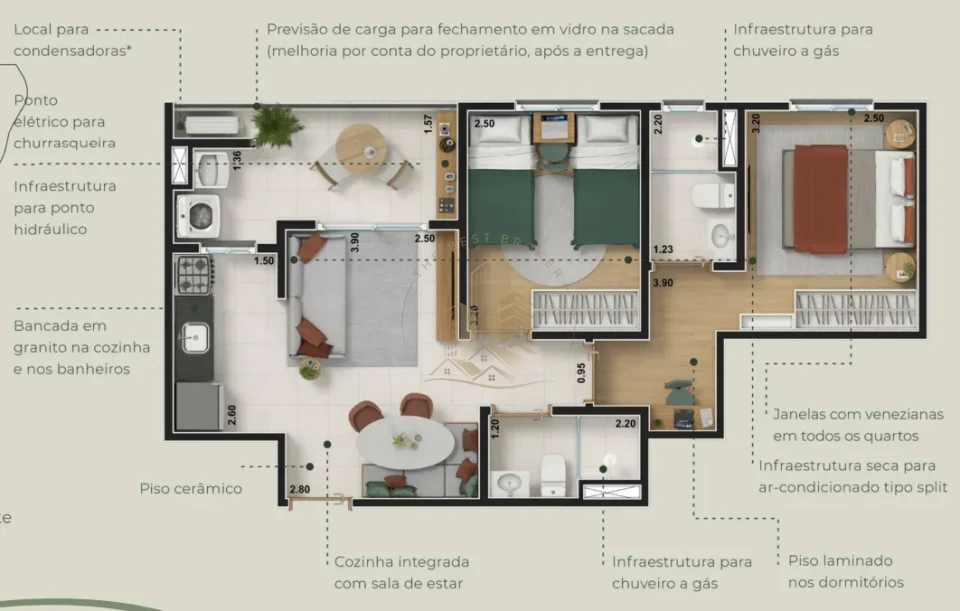 MATA RARA -  APARTAMENTO 57m² -  zona sul região do Vivenda da Mata