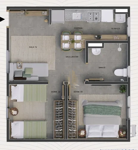 COLORADO - APARTAMENTO 39M² -  RIBEIRAO VERDE