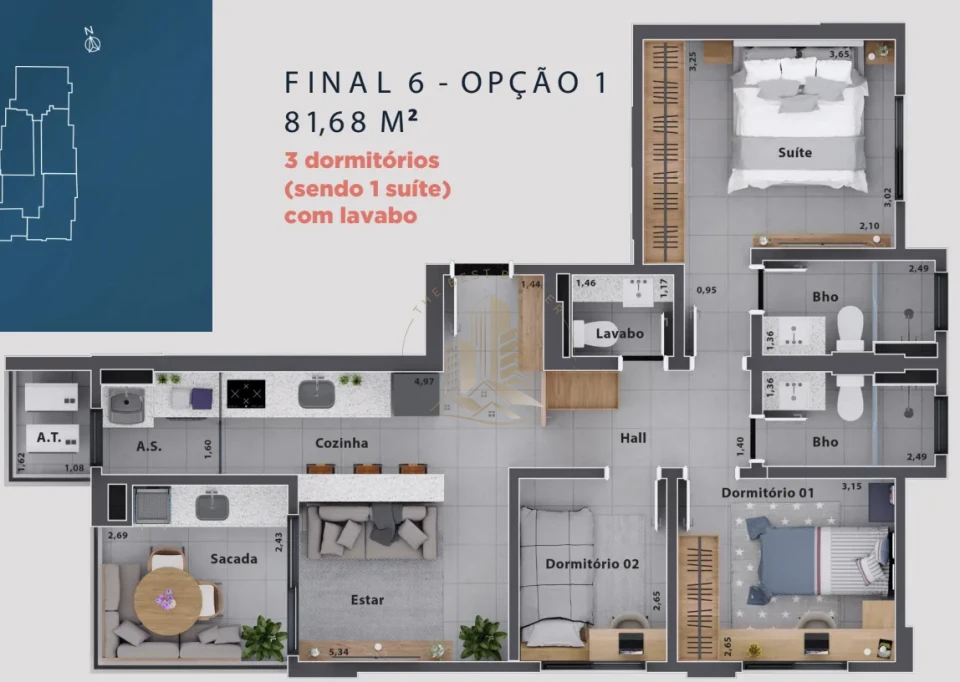 CORALE -  APARTAMENTO DE 82 M² - NOVA ALIANÇA