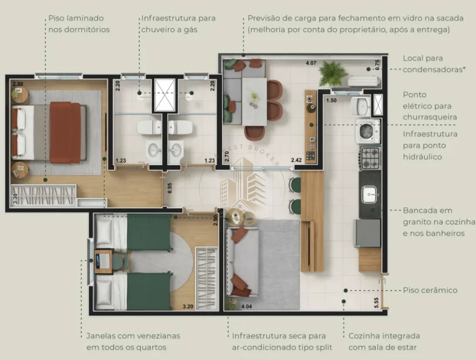 MATA RARA -  APARTAMENTO 57m² -  zona sul região do Vivenda da Mata
