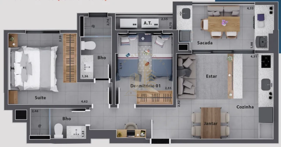 CORALE - APARTAMENTO DE 70 M² - NOVA ALIANÇA