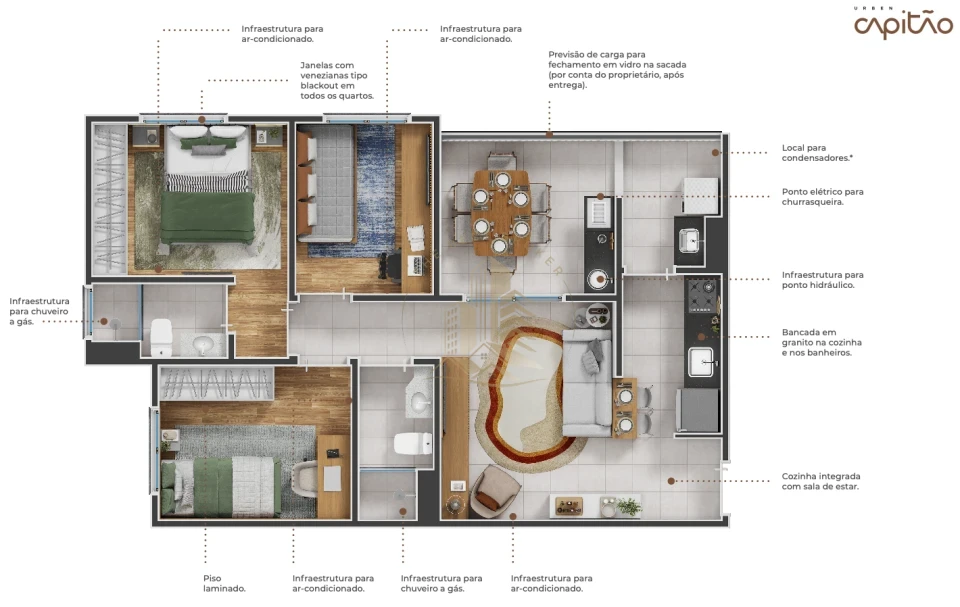 CAPITÃO - APARTAMENTO 67 m² - CAMPOS ELISEOS