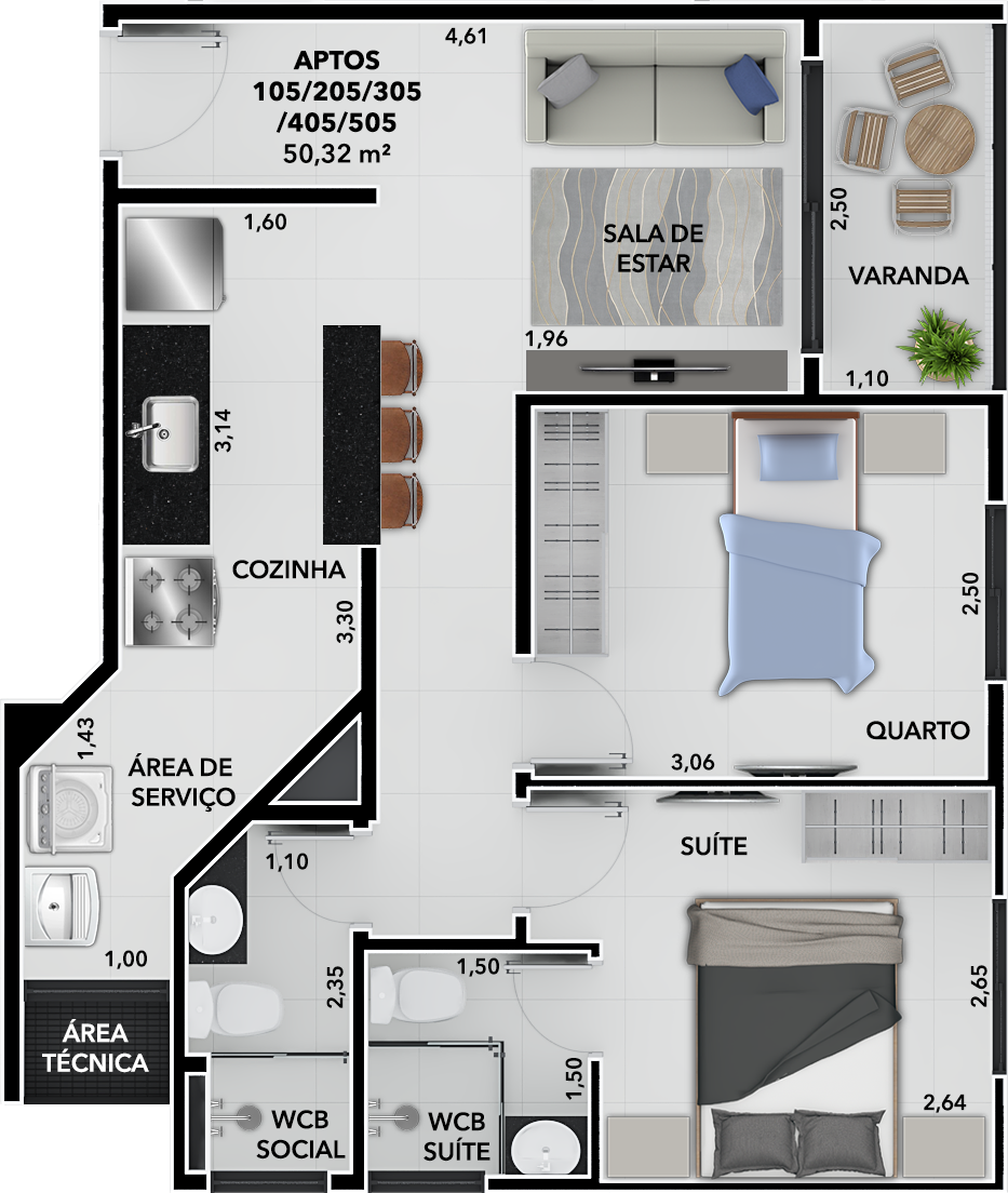 Imagens do imóveis APARTAMENTO À VENDA, 50,3M², 2 QUARTOS, ÁREA DE LAZER, POSIÇÃO SUL, 1 VAGA, NO BESSA