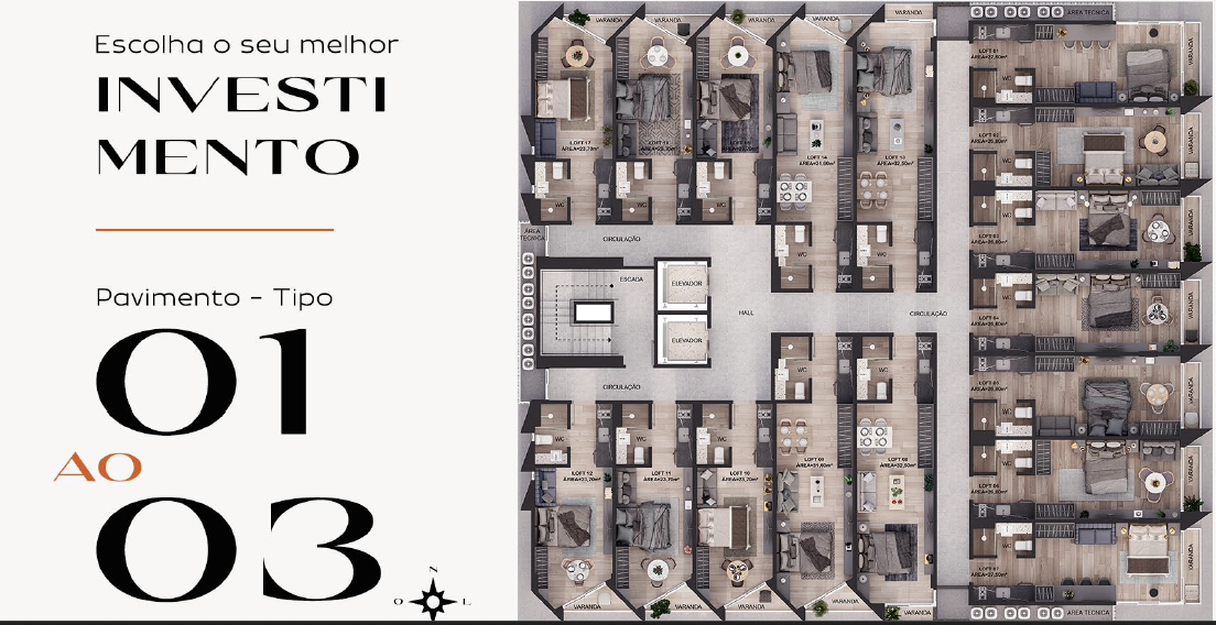 Imagens do imóveis FLAT À BEIRA MAR À VENDA, 24m², 1 QUARTO, ÁREA DE LAZER COMPLETA, SUL, VAGA ROTATIVA, INTERMARES