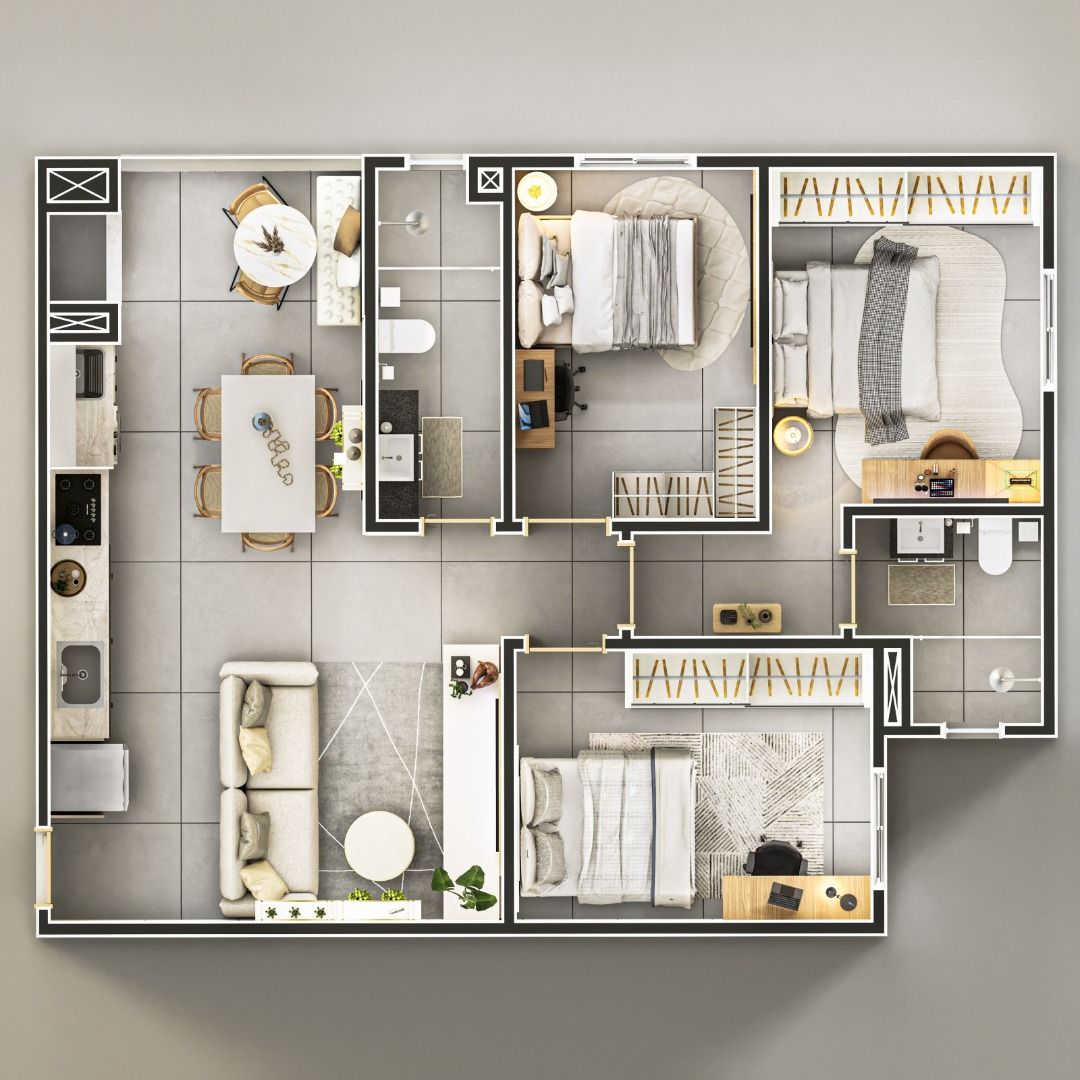 Imagens do imóveis Apartamento com 3 dormitórios à venda, 79 m² por R$ 703.791 - Parque São Paulo - Cascavel/PR