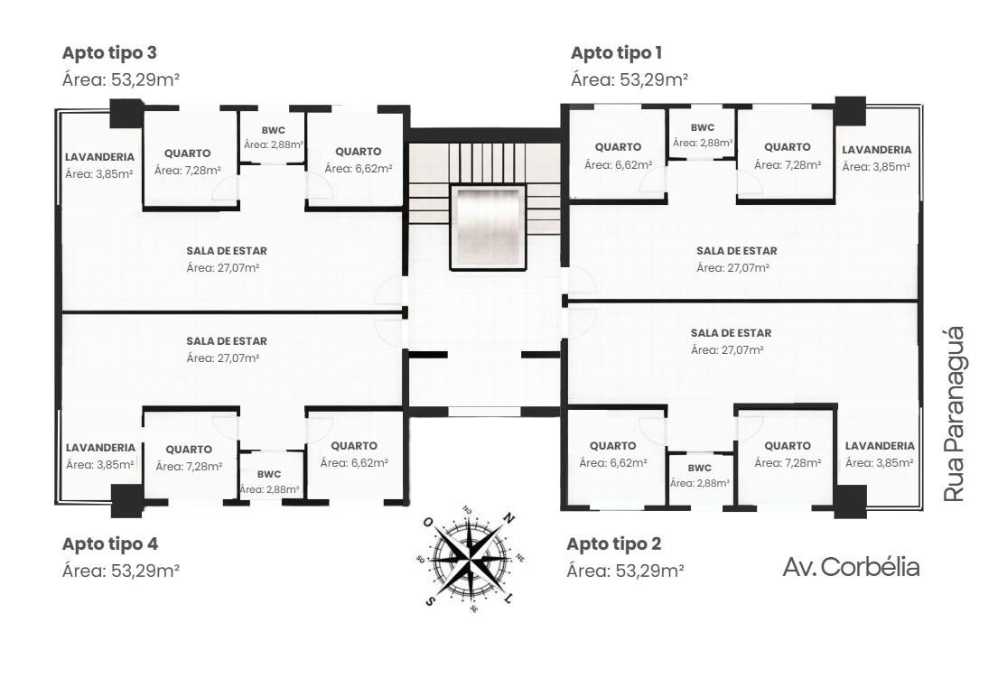 Apartamento com 2 dormitórios à venda, 53 m² por R$ 396.000,00 - São Cristóvão - Cascavel/PR