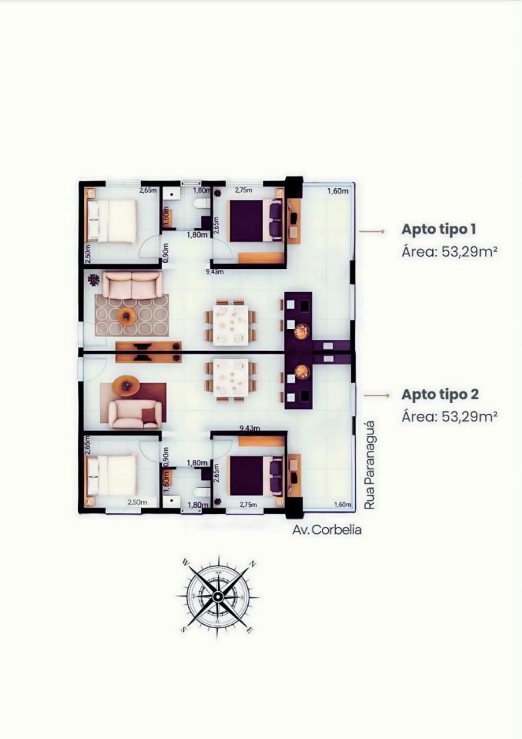 Apartamento com 2 dormitórios à venda, 53 m² por R$ 396.000,00 - São Cristóvão - Cascavel/PR