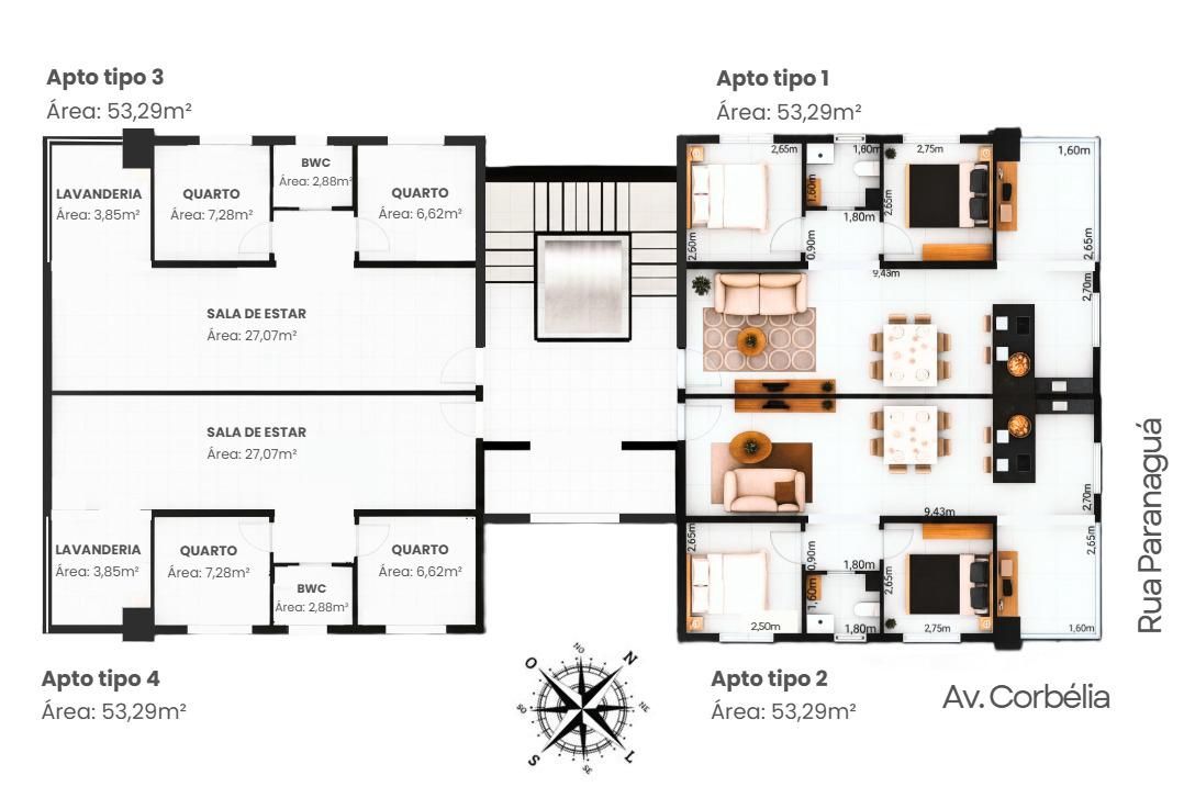 Apartamento com 2 dormitórios à venda, 53 m² por R$ 396.000,00 - São Cristóvão - Cascavel/PR