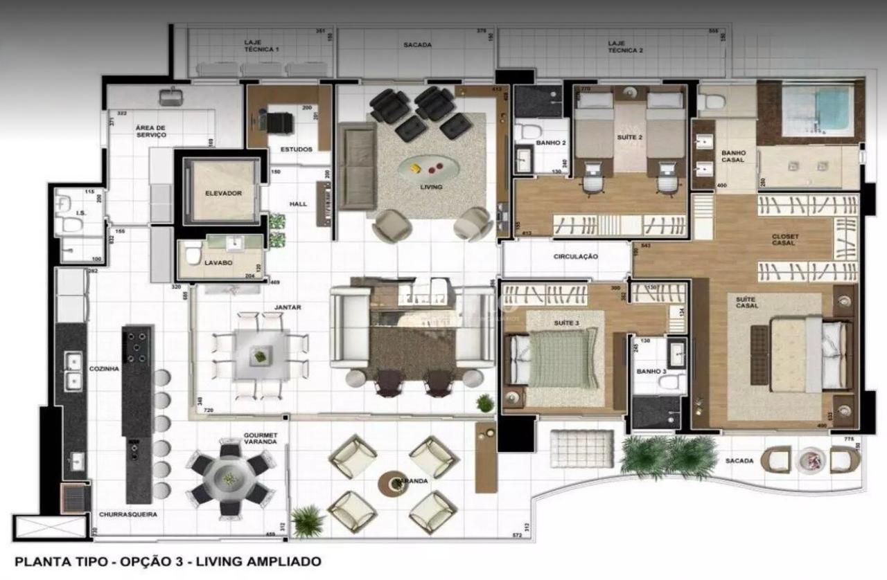 Apartamento à venda, 3 suítes, 245 m², Condomínio Casa Batlo, Santa Rosa, Gleba Palhano, Londrina, PR