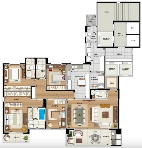 Aluga-se apartamento com 4 quartos, 3 vagas de garagem, no Edifício  Torre Valverde, Gleba Palhano, Londrina