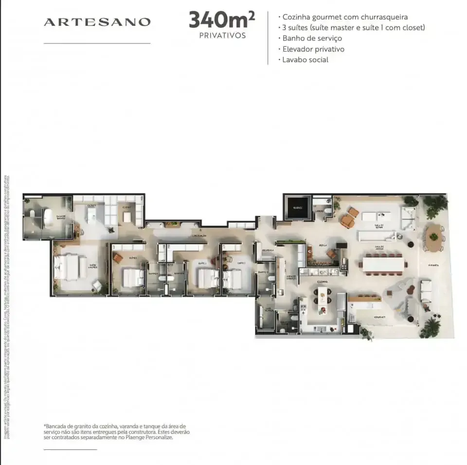 Apartamento à Venda, Edifício Artesano, 336,53m² úteis,  4 suítes, varanda integrada, elevador privativo, 2 vagas - Gleba Fazenda Palhano, Londri
