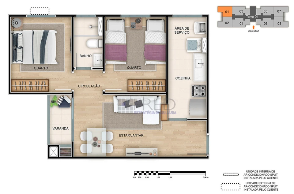LINDO APARTAMENTO PARA LOCAÇÃO - ED. LAGO MAGGIORE - SOL DA MANHÃ