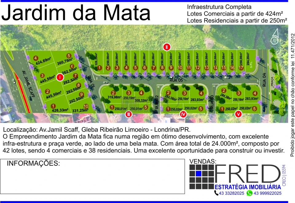 TERRENO A VENDA LOTEAMENTO ABERTO JARDIM DA MATA