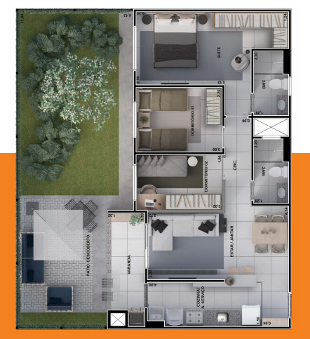 Apartamento Disponivel para VENDA ou LOCAÇÃO Térreo com Garden Amplo no Malibu – Conforto, Espaço e 3 Dormitórios