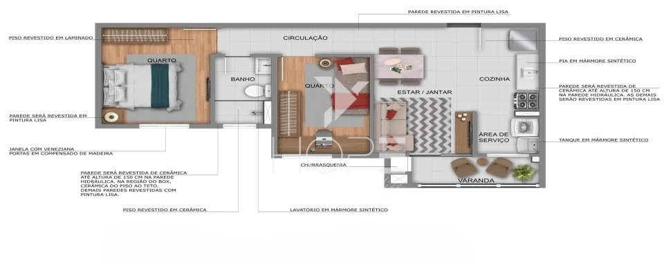 Imagens do imóveis Apartamento à venda – 2 quartos – Residencial Le Monde MRV – Parque Jamaica – Zona Oeste – Londrina/PR