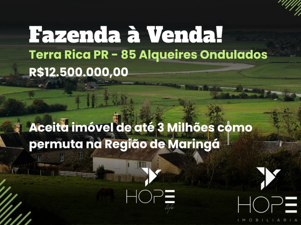 Imagens do imóveis Fazenda com 85 Alqueires – Terra Rica/PR – Infraestrutura Completa e Produtiva