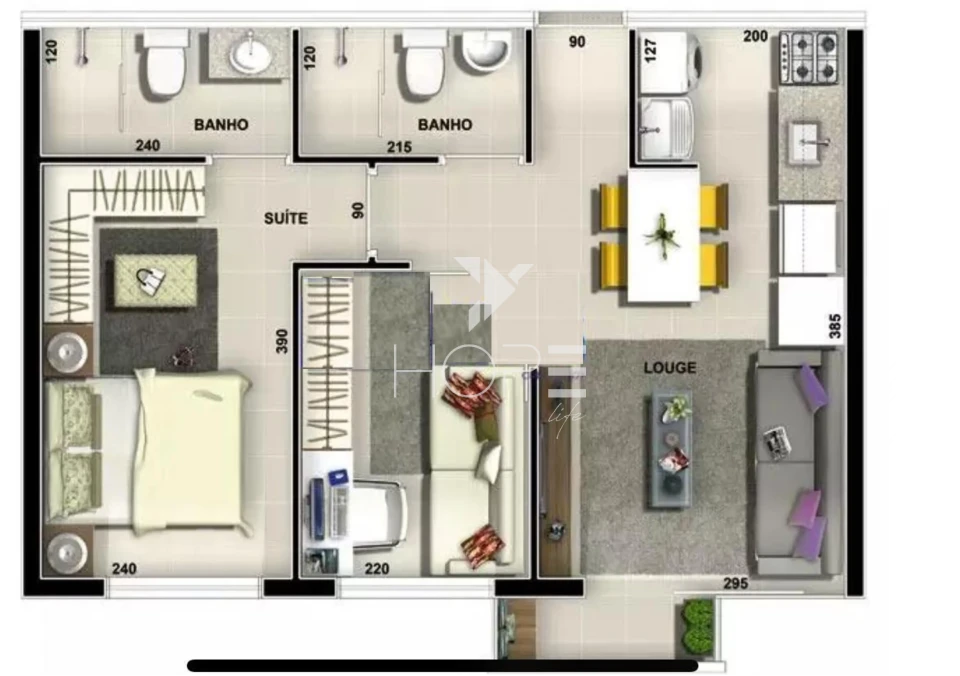 Imagens do imóveis Apartamento Pronto para Morar no Edifício Jardim de Ester – Totalmente Mobiliado em Londrina / PR - Área útil: 56m2 - 1 Vaga de Garagem