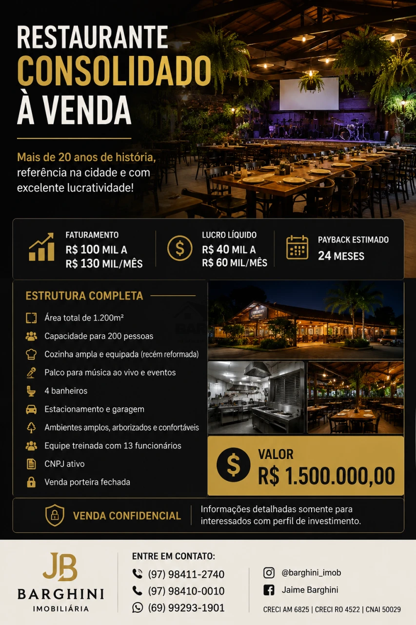 Imóvel Com Negócio Consolidado Em Pleno Funcionamento