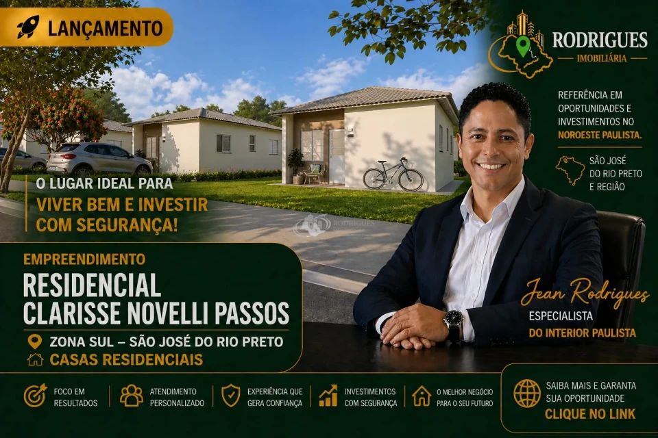 Residencial Clarisse Novelli Passos: localização estratégica e valorização garantida