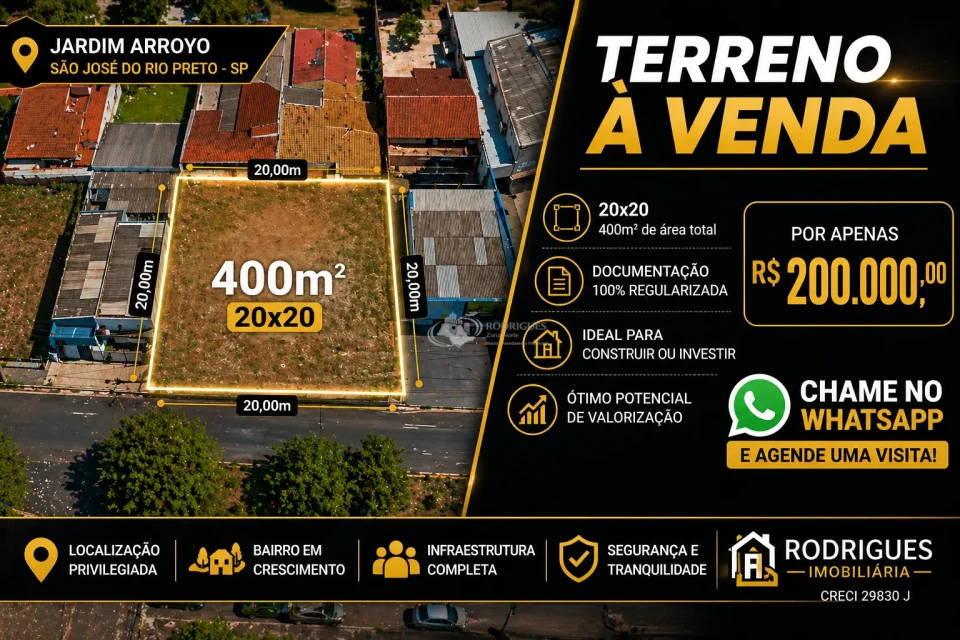 TERRENO À VENDA NO JARDIM ARROYO - EXCELENTE LOCALIZAÇÃO PARA INVESTIR OU CONSTRUIR