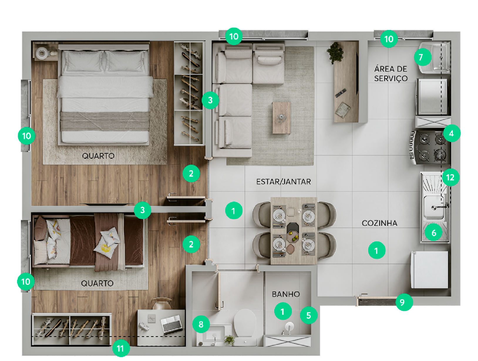 Imagens do imóveis Seu 1/4 Sala Privativo O Lugar Que Irá Revolucionar Sua Vida e Região Com a Imponência e Estrutura Completa a Pouco Tempo do Shopping Pátio