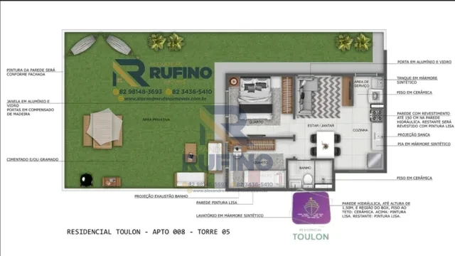 Imagens do imóveis Toulon Residencial, 2/4 Com Quintal Privativo Prox ao Pátio Shopping Lazer e Diversão.