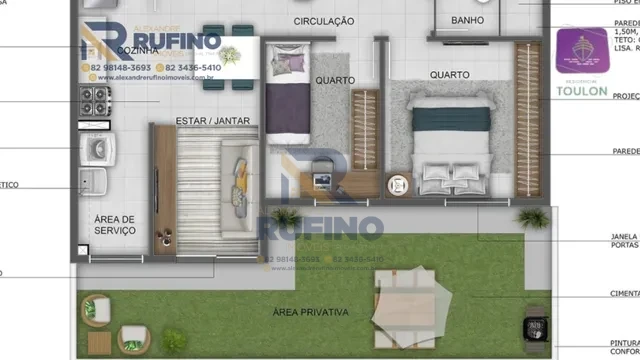 Imagens do imóveis Toulon Residencial, 2/4 Com Quintal Privativo Prox ao Pátio Shopping Lazer e Diversão.