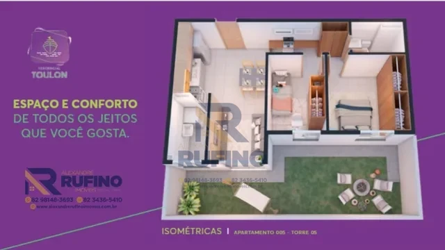 Imagens do imóveis Toulon Residencial, 2/4 Com Quintal Privativo Prox ao Pátio Shopping Lazer e Diversão.