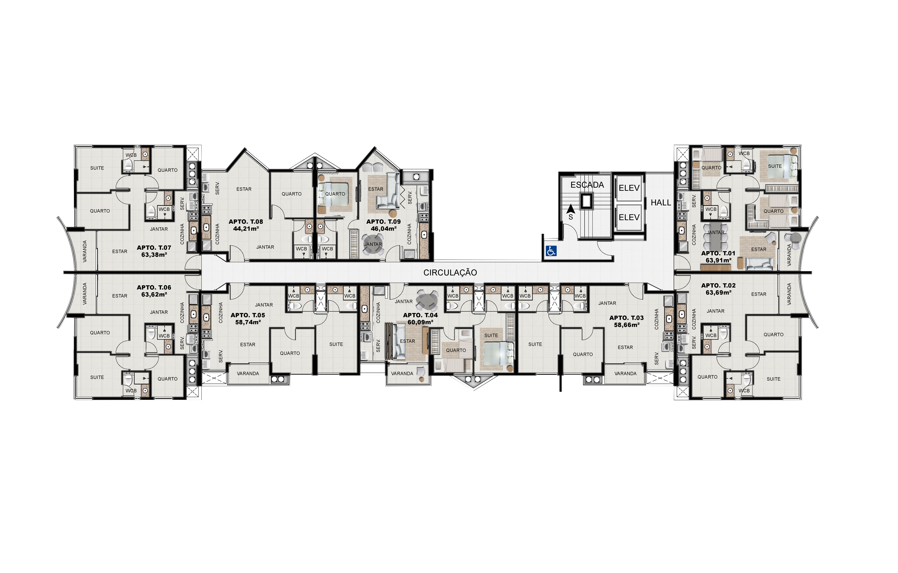Imagens do imóveis Edifício Aquarius, ALTO PADRÃO E MODERNIDADE NO 3/4 COM VARANDA COMODIDADE CENTRAL NA PONTA VERDE E PRINCIPAIS PRAIAS