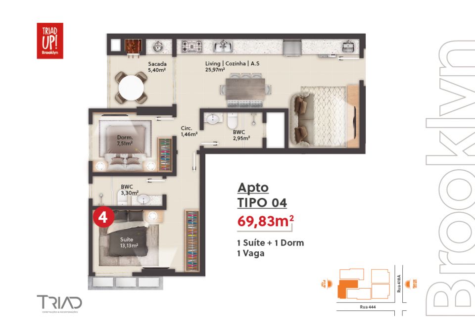 APARTAMENTO À VENDA - EDIFÍCIO TRIAD UP BROOKLYN Imagens do imóveis APARTAMENTO À VENDA - EDIFÍCIO TRIAD UP BROOKLYN
