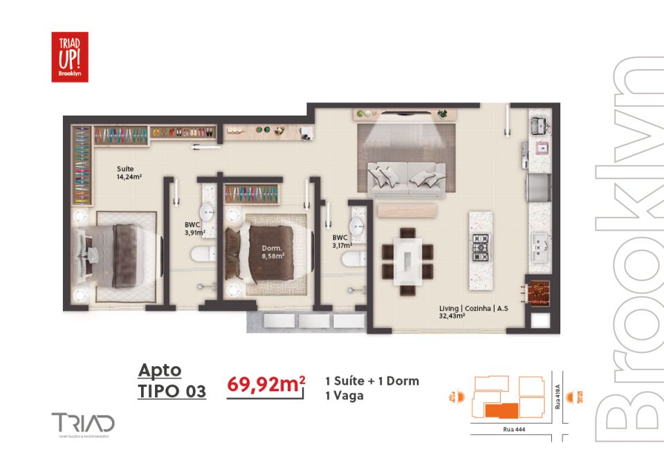 APARTAMENTO À VENDA - EDIFÍCIO TRIAD UP BROOKLYN Imagens do imóveis APARTAMENTO À VENDA - EDIFÍCIO TRIAD UP BROOKLYN