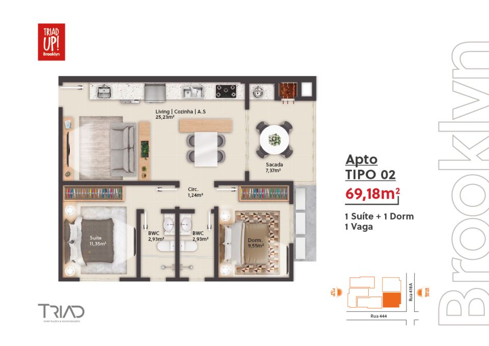 APARTAMENTO À VENDA - EDIFÍCIO TRIAD UP BROOKLYN Imagens do imóveis APARTAMENTO À VENDA - EDIFÍCIO TRIAD UP BROOKLYN