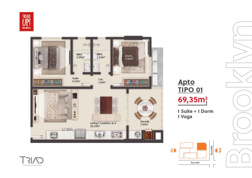 APARTAMENTO À VENDA - EDIFÍCIO TRIAD UP BROOKLYN Imagens do imóveis APARTAMENTO À VENDA - EDIFÍCIO TRIAD UP BROOKLYN