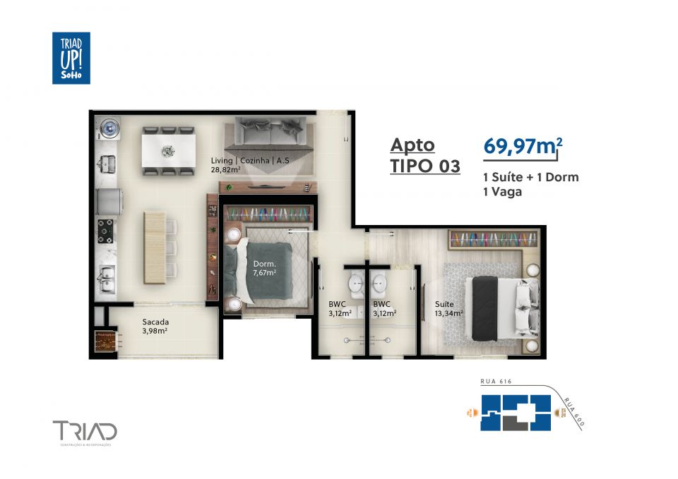 APARTAMENTO À VENDA - EDIFÍCIO TRIAD UP SOHO Imagens do imóveis APARTAMENTO À VENDA - EDIFÍCIO TRIAD UP SOHO