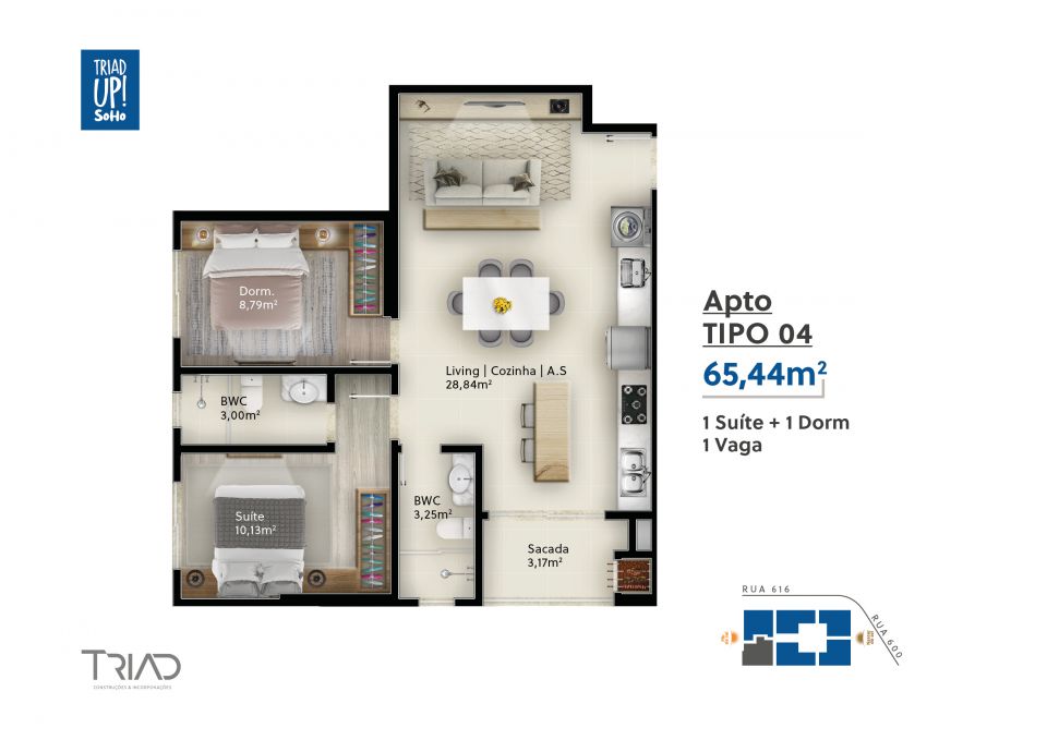 APARTAMENTO À VENDA - EDIFÍCIO TRIAD UP SOHO Imagens do imóveis APARTAMENTO À VENDA - EDIFÍCIO TRIAD UP SOHO