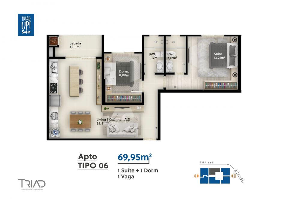 APARTAMENTO À VENDA - EDIFÍCIO TRIAD UP SOHO Imagens do imóveis APARTAMENTO À VENDA - EDIFÍCIO TRIAD UP SOHO
