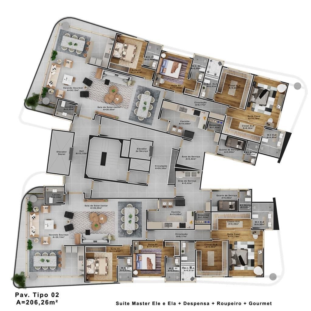 APARTAMENTO DE ALTO PADRÃO, COM 217,52m² e 4 SUÍTES, EM FRENTE AO SHOPPING BOULEVARD, NA MARAVILHOSA CIDADE DE VITÓRIA DA CONQUISTA-BA - foto 22