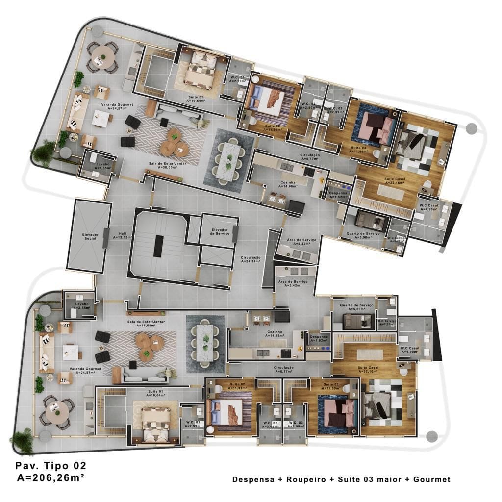 APARTAMENTO DE ALTO PADRÃO, COM 217,52m² e 4 SUÍTES, EM FRENTE AO SHOPPING BOULEVARD, NA MARAVILHOSA CIDADE DE VITÓRIA DA CONQUISTA-BA - foto 23