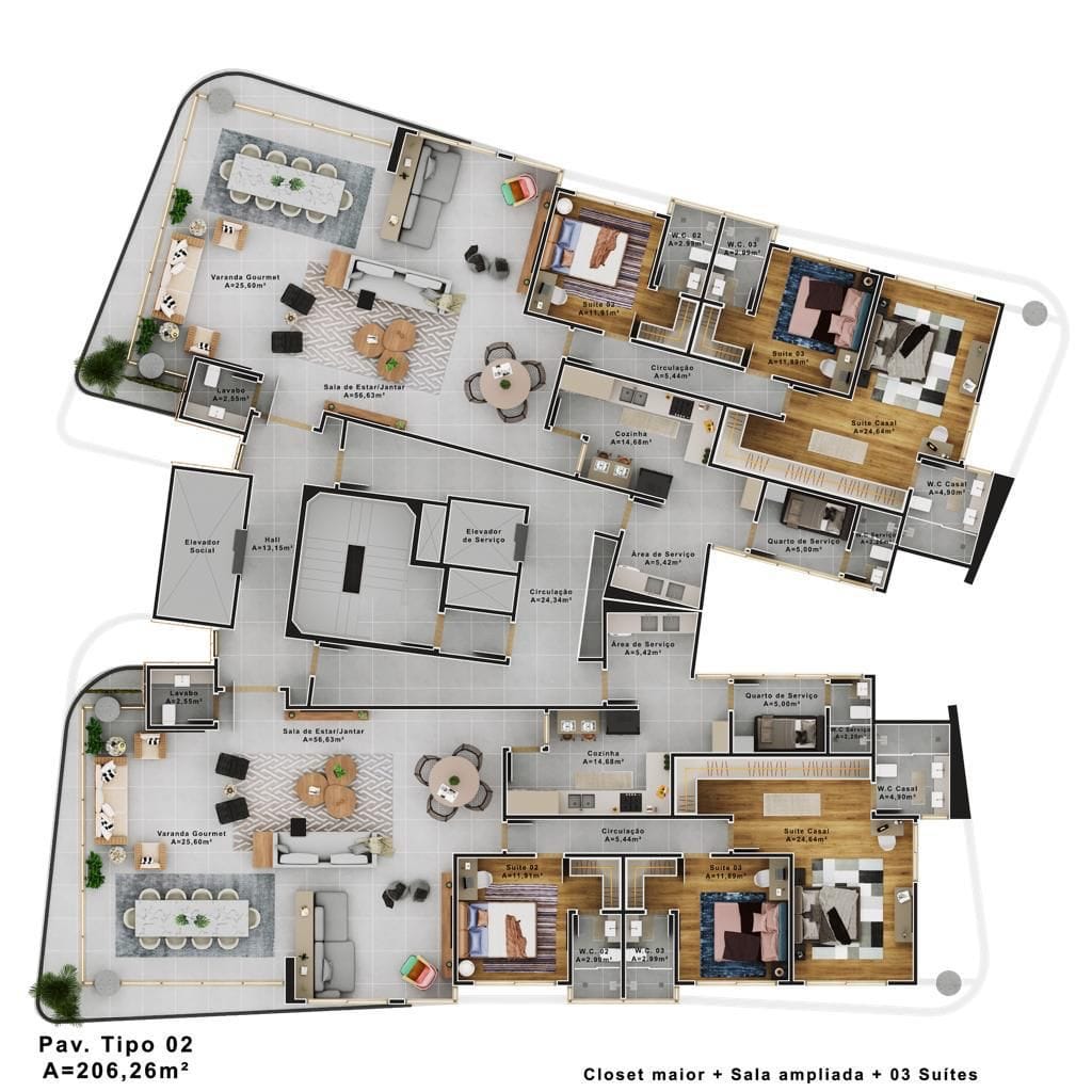APARTAMENTO DE ALTO PADRÃO, COM 217,52m² e 4 SUÍTES, EM FRENTE AO SHOPPING BOULEVARD, NA MARAVILHOSA CIDADE DE VITÓRIA DA CONQUISTA-BA - foto 24