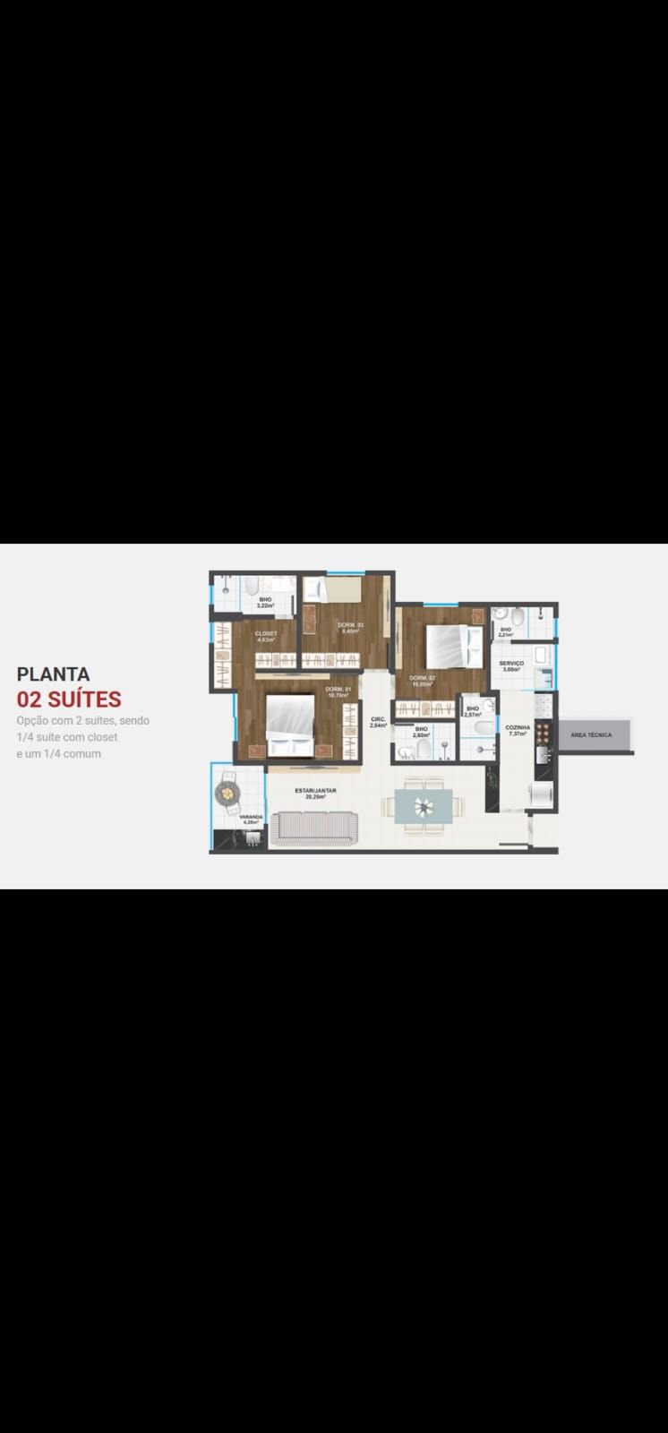 Apartamento 3/4 sendo duas suítes à venda no Morada Nobre Eutínio Nunes  Bairro Alto do Boa Vista - foto 24