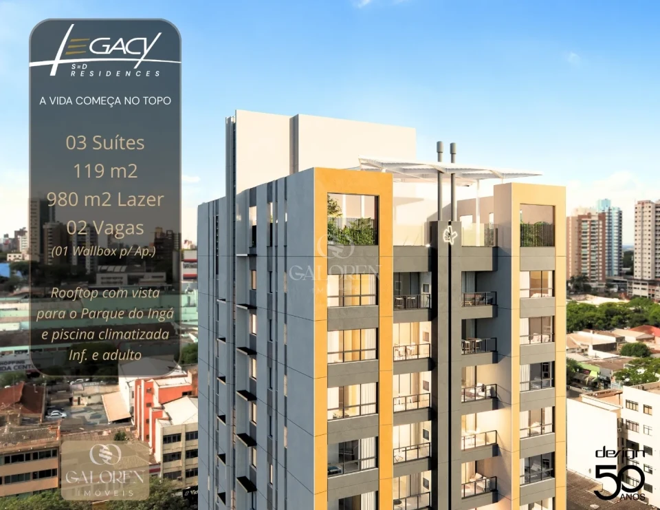 Légacy S=D Residences, o Alto Padrão na Rua Santos Dumont, Maringá — 3 Suítes, 2 a 3 Vagas e Wallbox Exclusivo por Ap.
