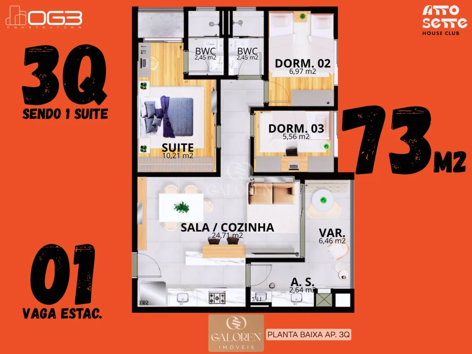 Imagens do imóveis Ap. 3Q sendo 1 Suite | À Venda Atto Sette House Club | Zona 07 | Maringá | NOVO PRONTO PARA MORAR