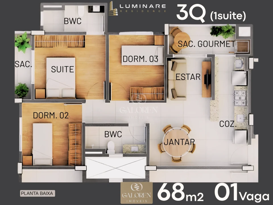 Imagens do imóveis 1.	Luminare Residence — 3Q com suíte em 68m², pronto, lazer completo a 80m da Cerro Azul